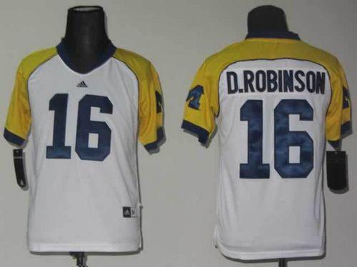 Wolverines #16 Denard Robinson White Stitched Youth NCAA Jersey - Click Image to Close